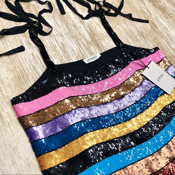 ATTICO Sabrina Sequin Dress Multi Rainbow Mini NWT - Picture 7 of 15